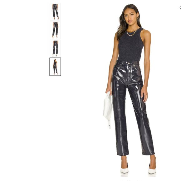 AGOLDE '90s Pinch Waist Patent Recycled Leather Blend Jeans 28, SHADOW PATENT - - Picture 1 of 11
